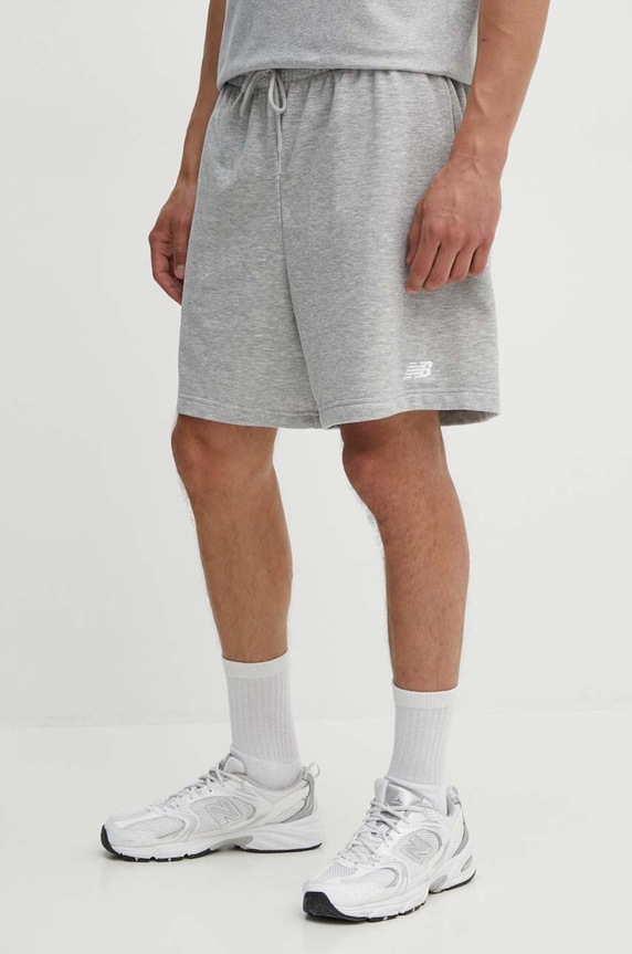Šortky New Balance Sport Essentials pletenina sivá MS41520AG
