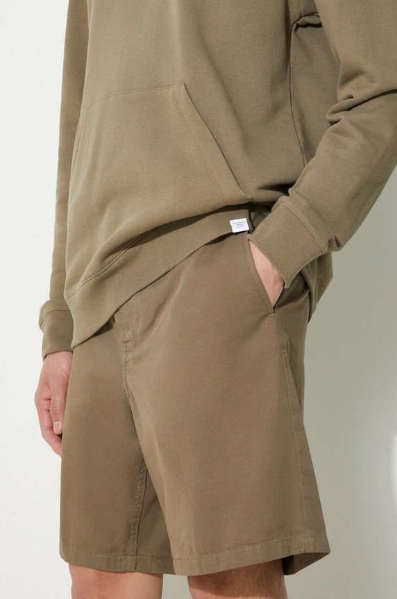 Norse Projects pantaloni scurti din bumbac Aros Regular Organic uni verde N35.0597.8076