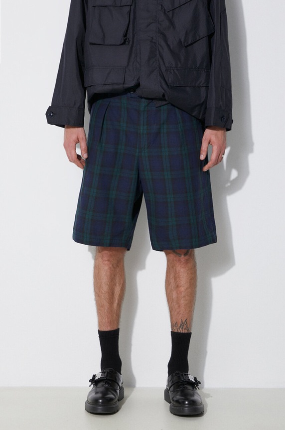 Lanene kratke hlače Engineered Garments Sunset lan mornarsko plava OR268.ZT193