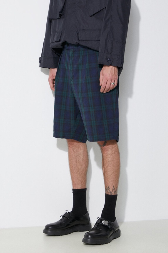 Lanene kratke hlače Engineered Garments Sunset mornarsko plava OR268.ZT193