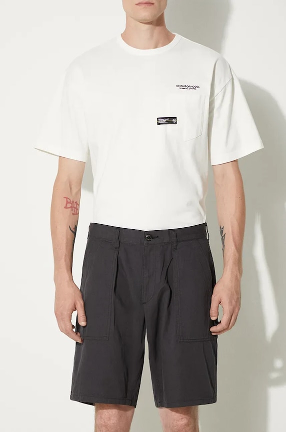 NEIGHBORHOOD pantaloncini Baker Short Pants semplice nero 241AQNH.PTM02