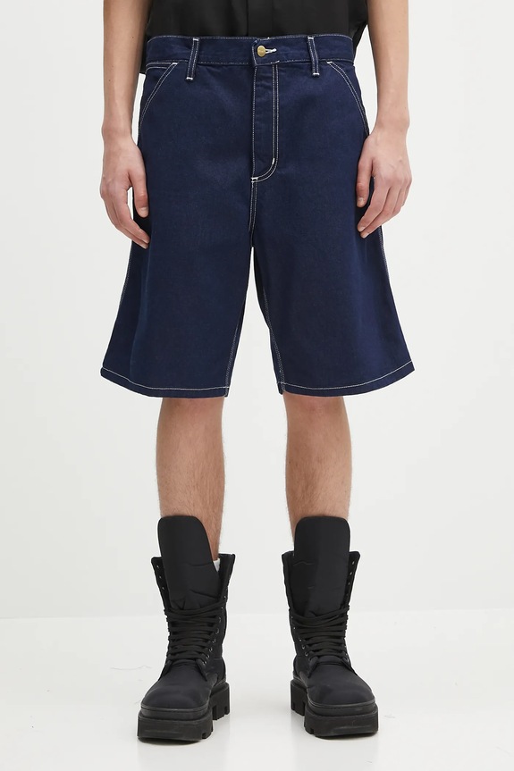 Carhartt WIP szorty jeansowe bawełniane Simple Short gładkie granatowy I033333.012Y