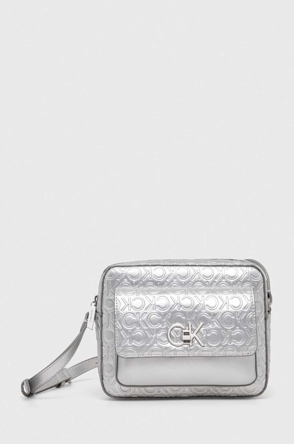 Calvin Klein poșetă uni argintiu K60K611337
