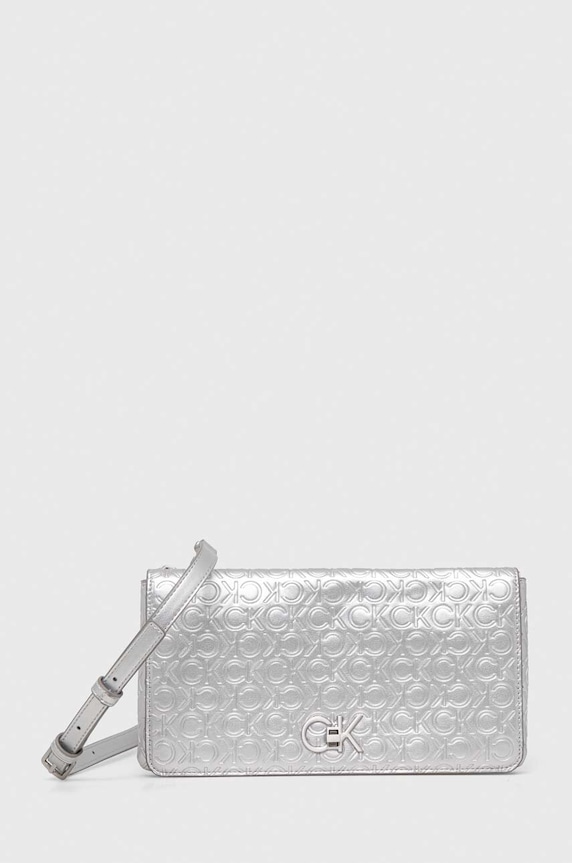 Kabelka Calvin Klein hladký stříbrná K60K611338