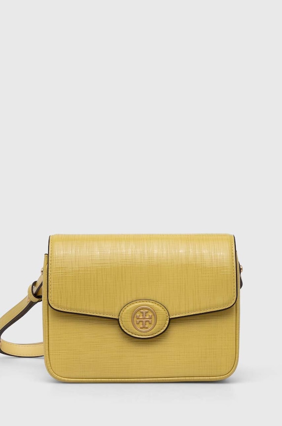 Tory Burch torebka skórzana Robinson Crosshatched skóra licowa żółty 154731.700