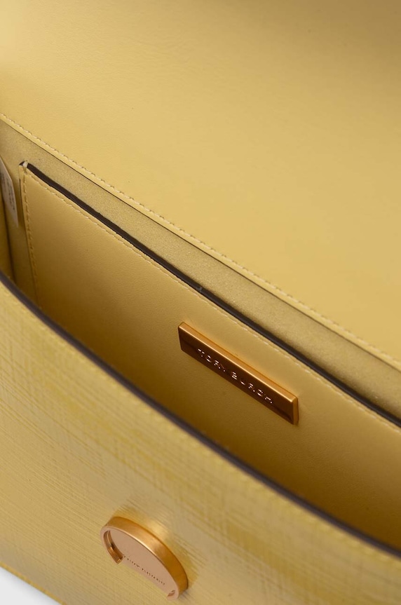 Tory Burch torebka skórzana Robinson Crosshatched 154731.700 żółty