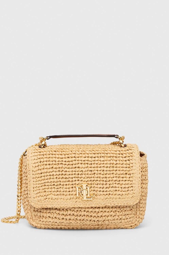 Τσάντα Lauren Ralph Lauren λείο δέρμα μπεζ 431920043