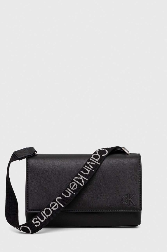 Τσάντα Calvin Klein Jeans απομίμηση λείου δέρματος μαύρο K60K611556