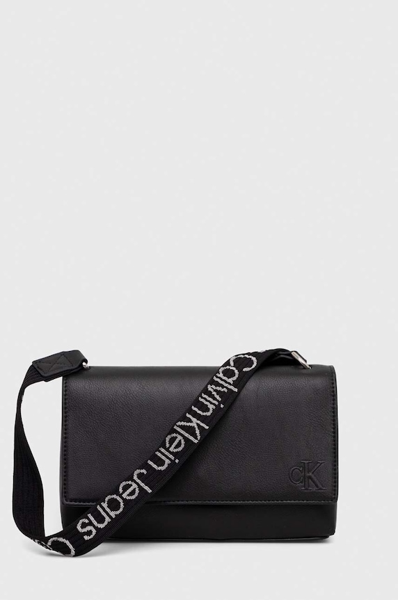 Τσάντα Calvin Klein Jeans απομίμηση λείου δέρματος μαύρο K60K611556