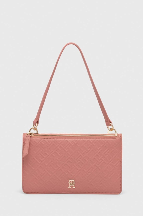 Τσάντα Tommy Hilfiger απομίμηση λείου δέρματος ροζ AW0AW15975