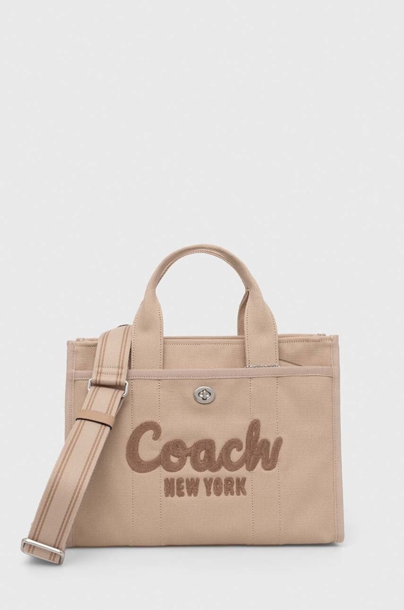 Coach torebka Cargo Tote Bag tekstylny beżowy CP158