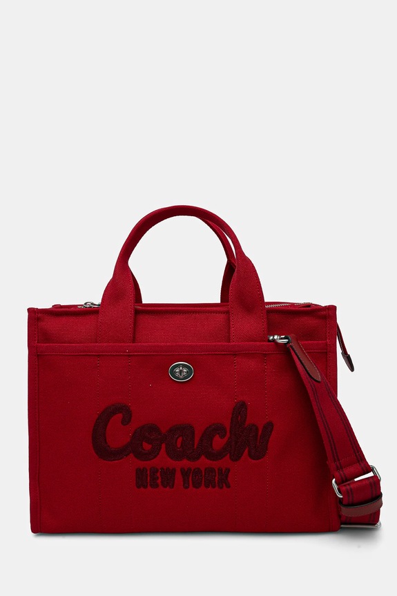 Coach torebka Cargo Tote Bag tekstylny czerwony CP158