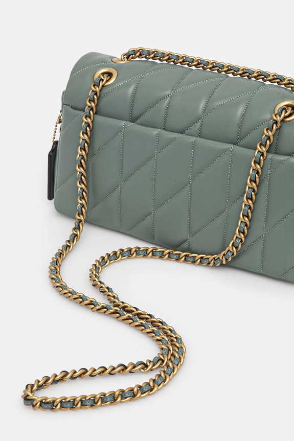 Akcesoria Coach torebka skórzana Tabby Shoulder Bag 26 With Pillow Quilting CP150 zielony