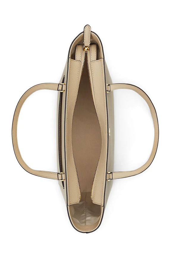 Lauren Ralph Lauren torebka shopper damska skórzana beżowy 431924351