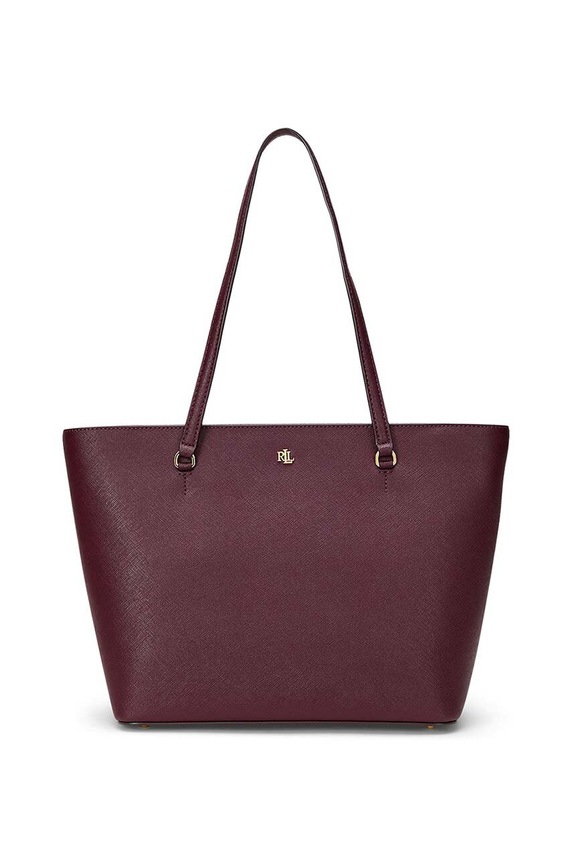 Lauren Ralph Lauren nákupní taška dámská kožená přírodní kůže burgundské 431924351