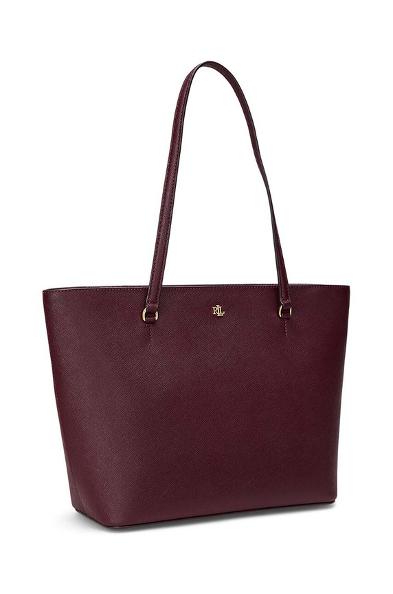 Doplňky Lauren Ralph Lauren nákupní taška dámská kožená 431924351 burgundské
