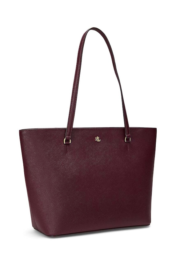 Doplňky Lauren Ralph Lauren nákupní taška dámská kožená 431924351 burgundské