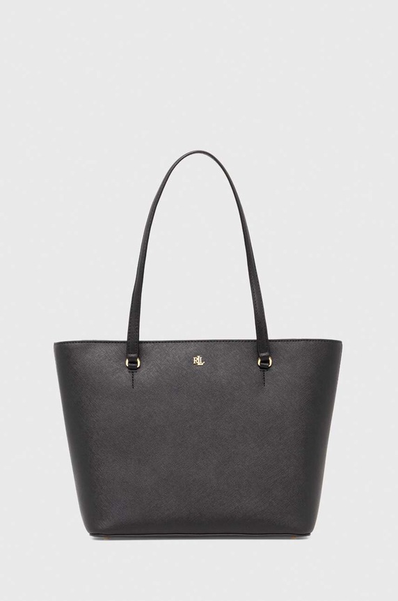 Lauren Ralph Lauren torebka shopper damska skórzana skóra licowa czarny 431924351