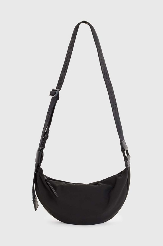 Τσάντα AllSaints Half Moon υφασμάτινο μαύρο W001XZ