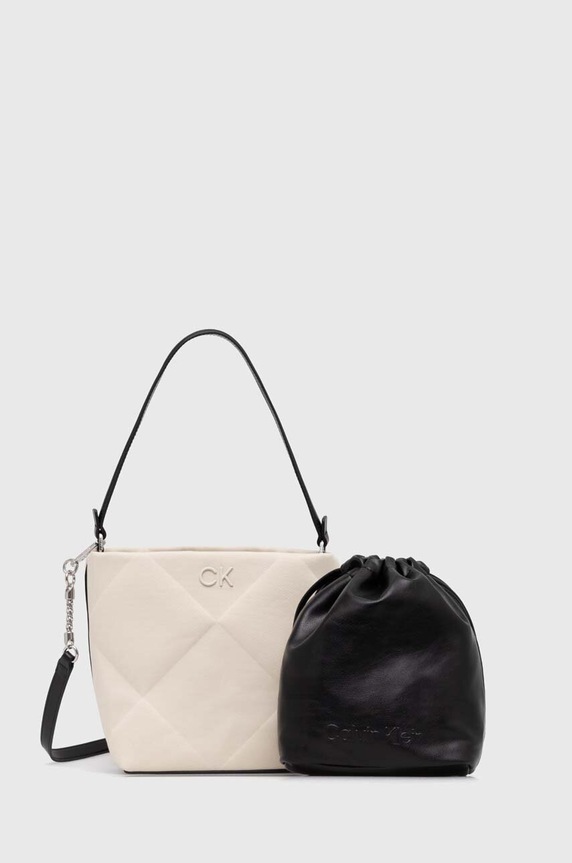 Calvin Klein torebka nie mieści A4 beżowy K60K611752
