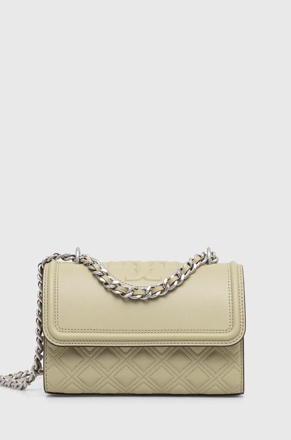 Kožna torba Tory Burch Fleming Small bez uzorka zelena 75576.300