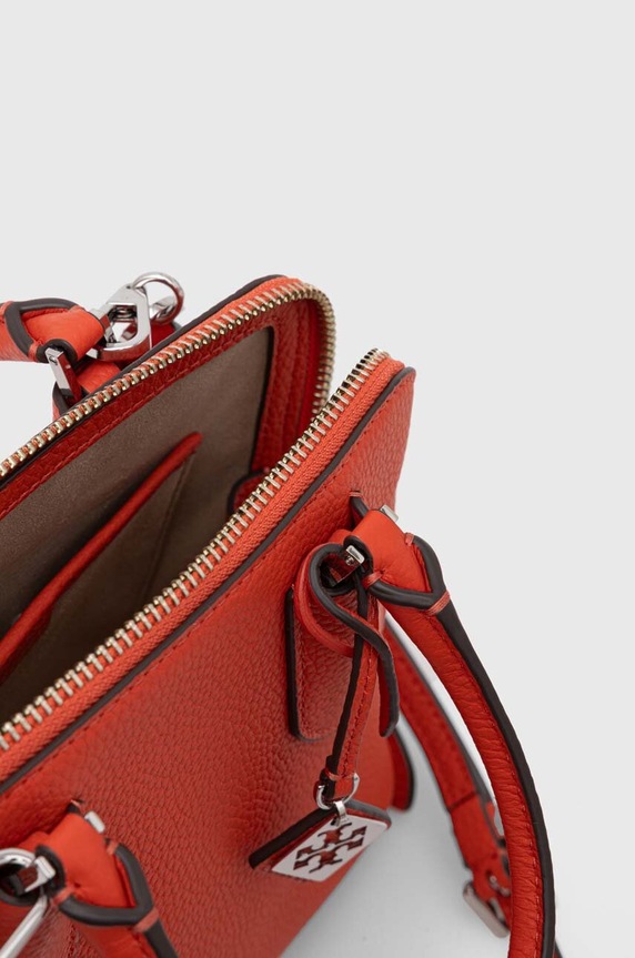 Tory Burch torebka skórzana Mini Pebbled Swing pomarańczowy 155619.601