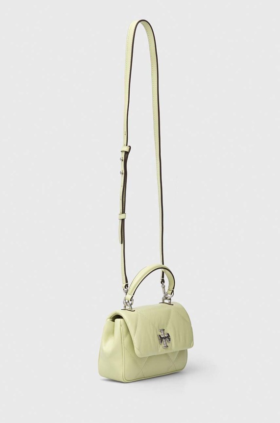 Kožna torba Tory Burch Kira Diamond Quilt 154719.300 zelena AW25