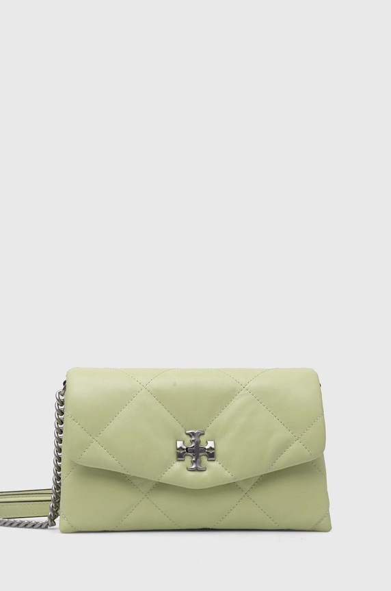 Tory Burch torebka skórzana Kira Diamond Quilt skóra licowa zielony 154987.300