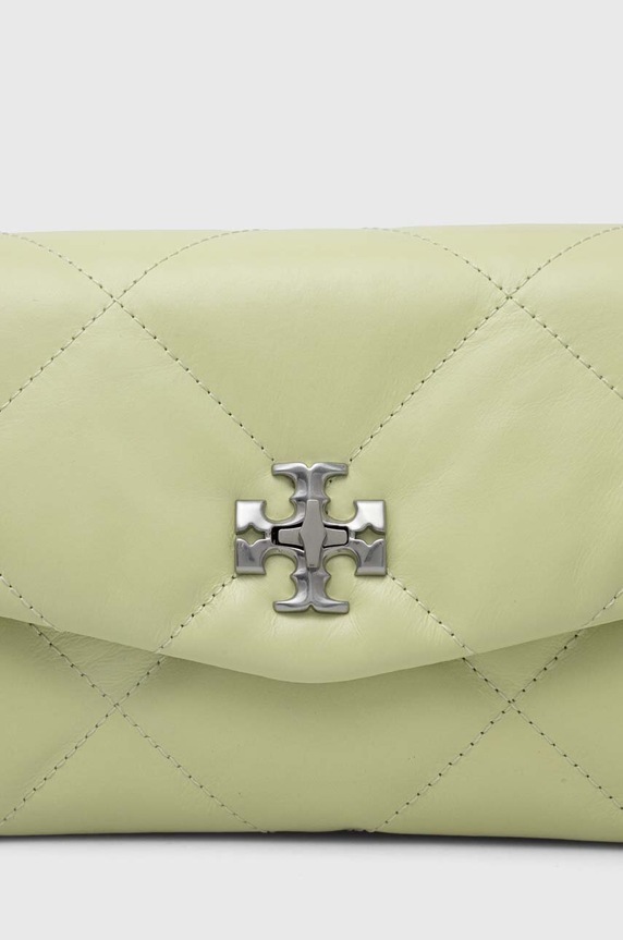 Tory Burch torebka skórzana Kira Diamond Quilt zielony 154987.300
