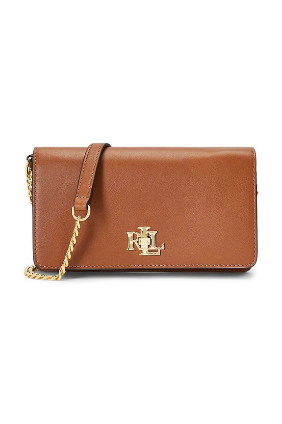 Kožená kabelka Lauren Ralph Lauren usňová koža hnedá 432915377
