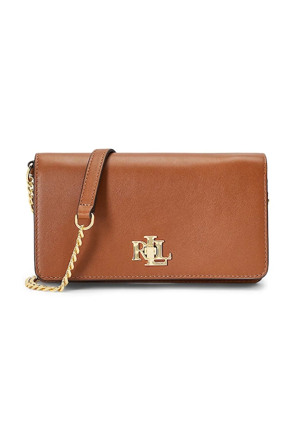 Kožená kabelka Lauren Ralph Lauren usňová koža hnedá 432915377
