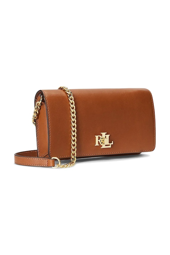 Doplnky Kožená kabelka Lauren Ralph Lauren 432915377 hnedá
