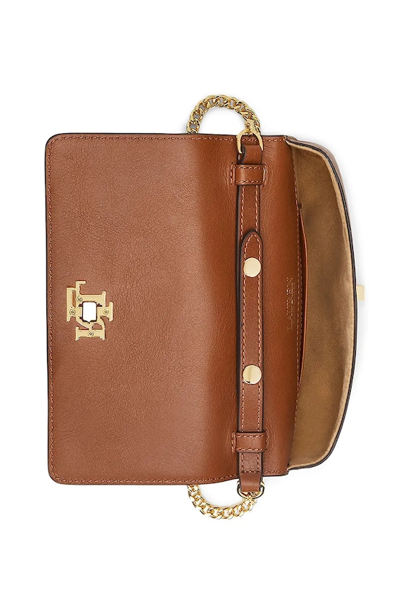 Kožená kabelka Lauren Ralph Lauren hnedá 432915377
