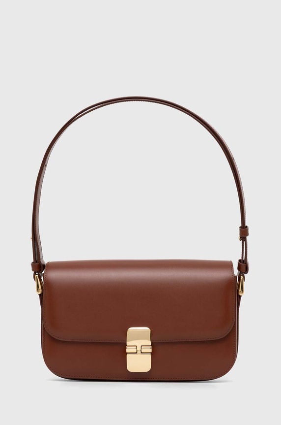 A.P.C. bőr táska Sac Grace Baguette nappa bőr barna PXBMW.F61615.CAD