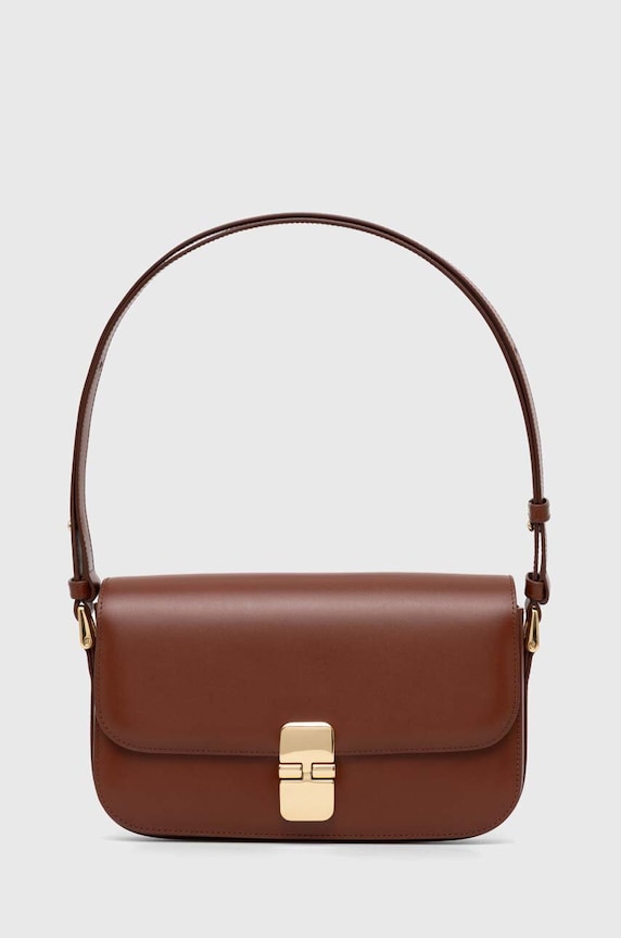 A.P.C. bőr táska Sac Grace Baguette nappa bőr barna PXBMW.F61615.CAD