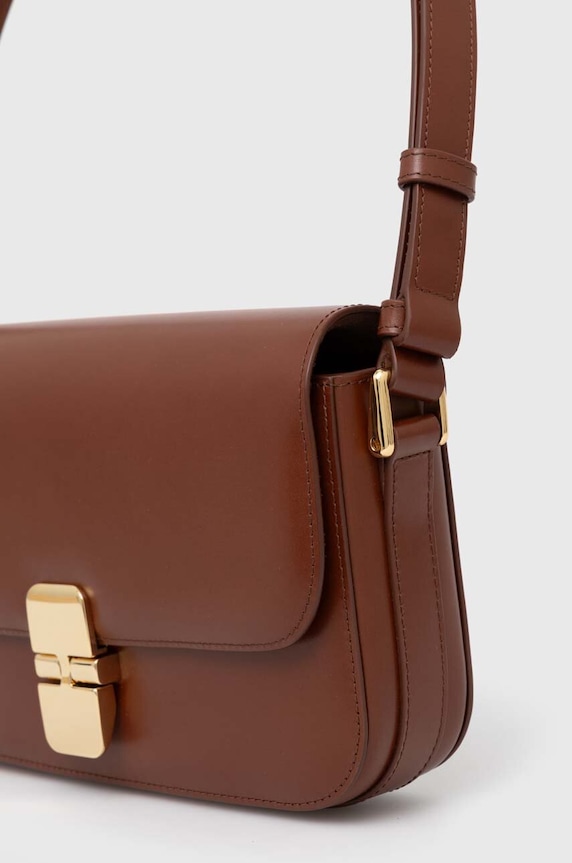 A.P.C. bőr táska Sac Grace Baguette barna PXBMW.F61615.CAD