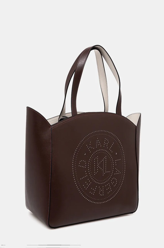 Kožená kabelka Karl Lagerfeld 241W3068 hnědá AW24