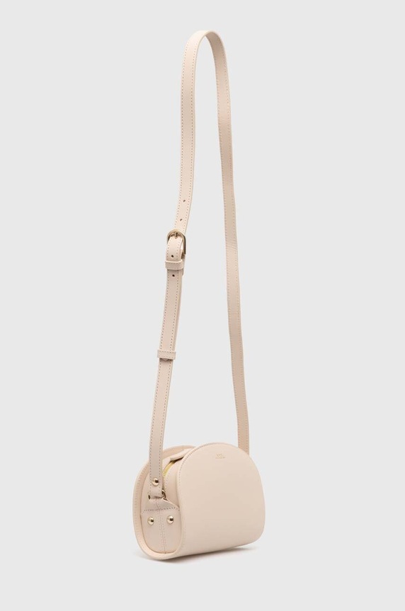 Кожена чанта A.P.C. sac demi-lune mini PXAWV.F61392.AAH бежов SS24