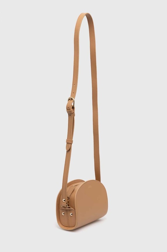 A.P.C. leather handbag sac demi-lune mini PXAWV.F61392.CAS beige SS24