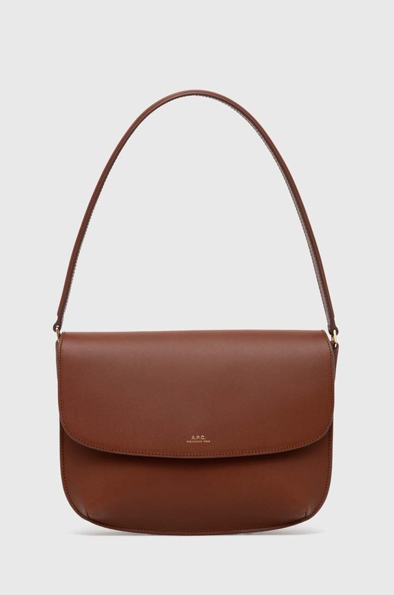 Δερμάτινη τσάντα A.P.C. sac sarah shoulder λείο δέρμα καφέ PXAWV.F61526.CAD