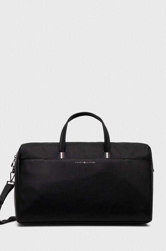 Torba Tommy Hilfiger Imitacija zrnatega usnja črna AM0AM11825