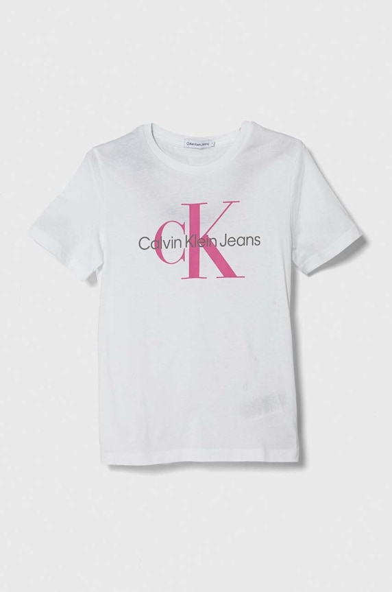 Detské bavlnené tričko Calvin Klein Jeans bavlna biela IU0IU00460.128.176.PPYH