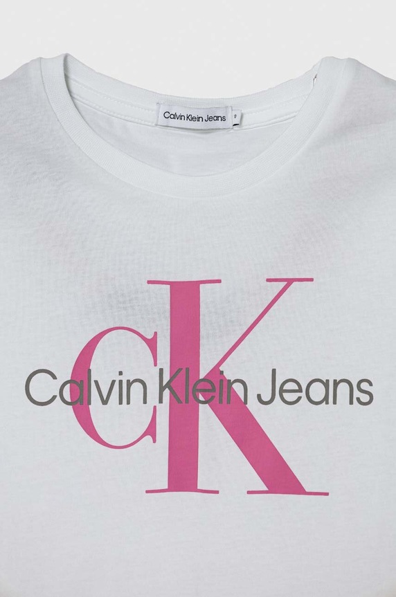 Chlapec Detské bavlnené tričko Calvin Klein Jeans IU0IU00460.128.176.PPYH biela