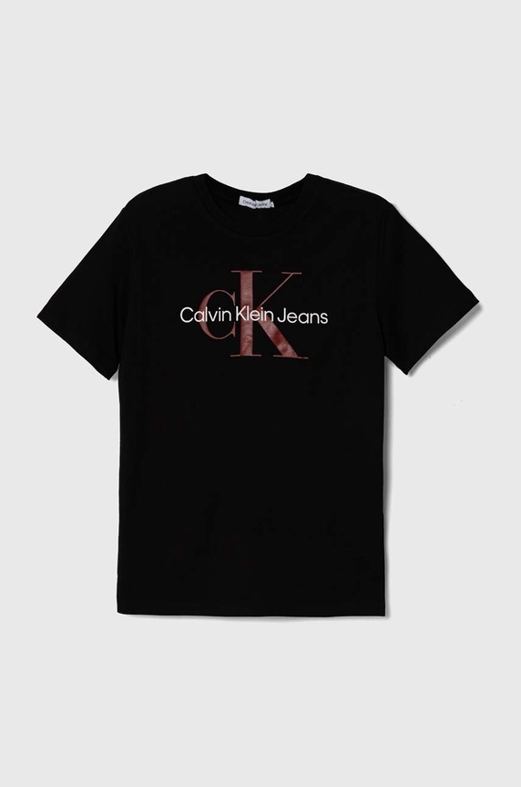 Calvin Klein Jeans t-shirt bawełniany dziecięcy nadruk czarny IU0IU00460.128.176.PPYH