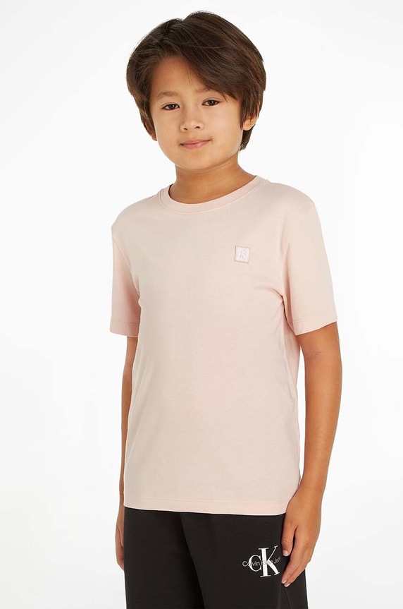 Calvin Klein Jeans t-shirt bawełniany dziecięcy bawełna beżowy IU0IU00543.128.176.PPYH