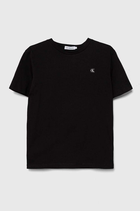 Calvin Klein Jeans tricou de bumbac pentru copii uni negru IU0IU00543.128.176.PPYH