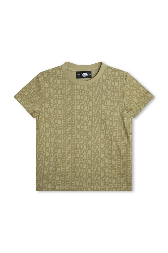 Karl Lagerfeld t-shirt bawełniany dziecięcy wzorzyste zielony Z30036.114.150