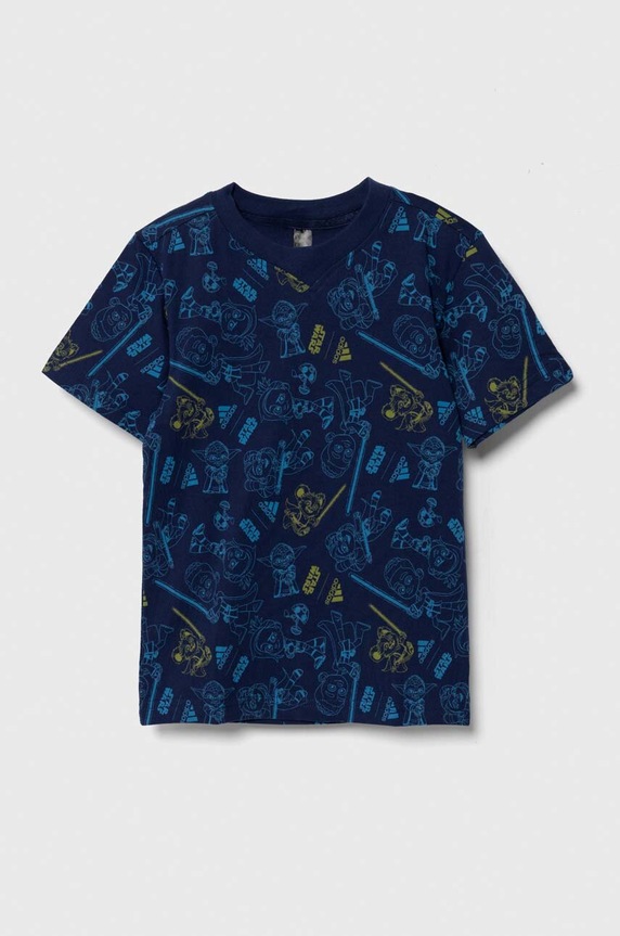 Dětské bavlněné tričko adidas x Star Wars kulatý námořnická modř IN7303