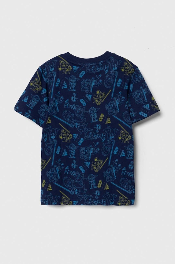 Dětské bavlněné tričko adidas x Star Wars IN7303 námořnická modř SS24