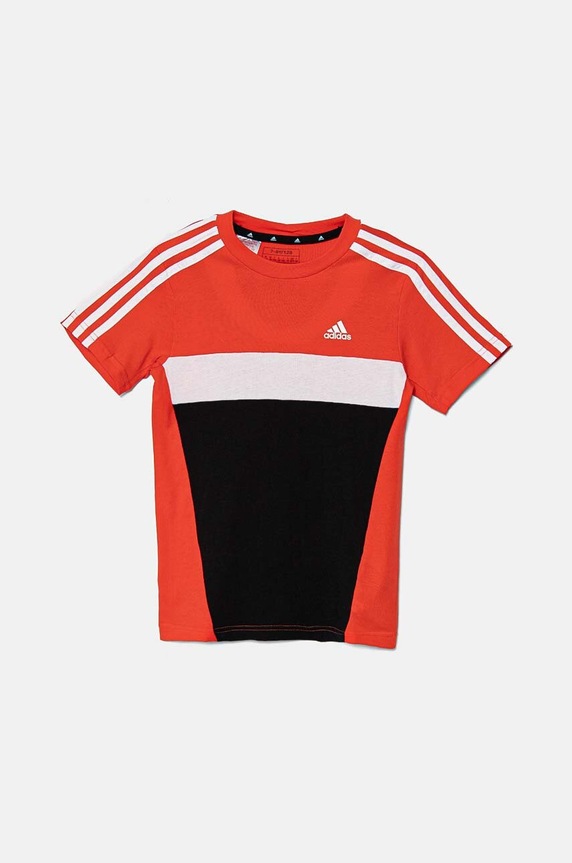 adidas t-shirt bawełniany dziecięcy IW7952 pomarańczowy AW24